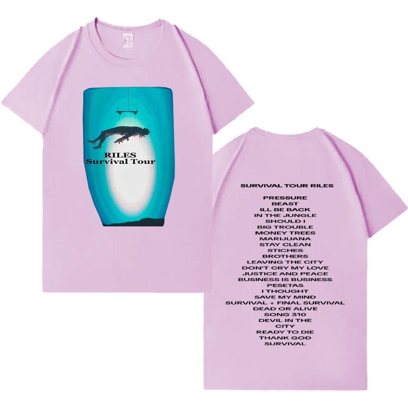 Singer Riles New Album Tour Aesthetic Short Sleeve T Shirts Mens Casual Cotton Oversized Cozy Crewneck Loose Tshirts Streetwear