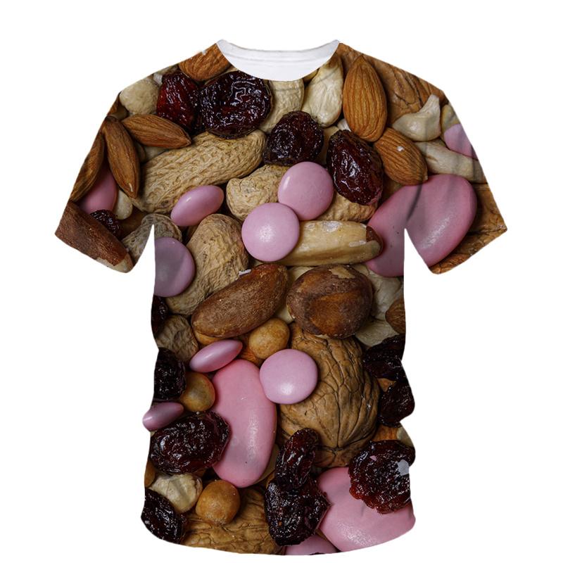 3d Printed Nuts Walnuts T Shirt For Men Summer Personality Food Dried Fruit Pattern