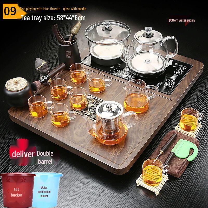 Automatic Zisha Kung Fu Tea Set with Wooden Tray