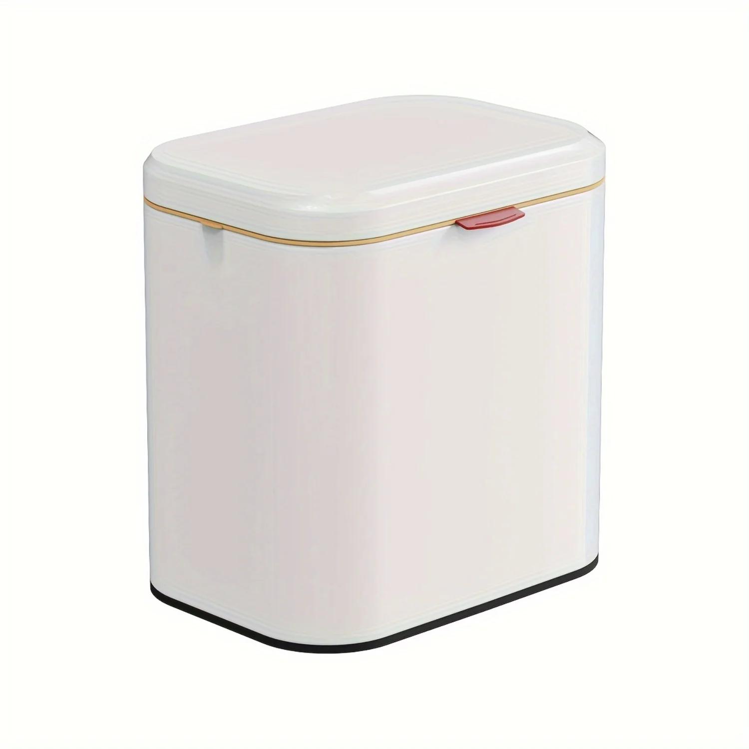 

4L Stainless Steel Hanging Waste Bin with Lid - Wall Mounted Trash Can for Kitchen Compost & Cleaning Supplies білий