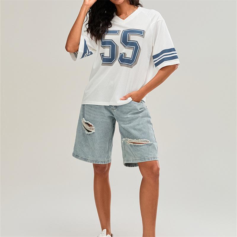 Digit 55 Pattern 3D Print Graphic Oversized Tee Womens T Shirt Y2k Sport Casual Short Half Sleeve Loose Street Wear Top