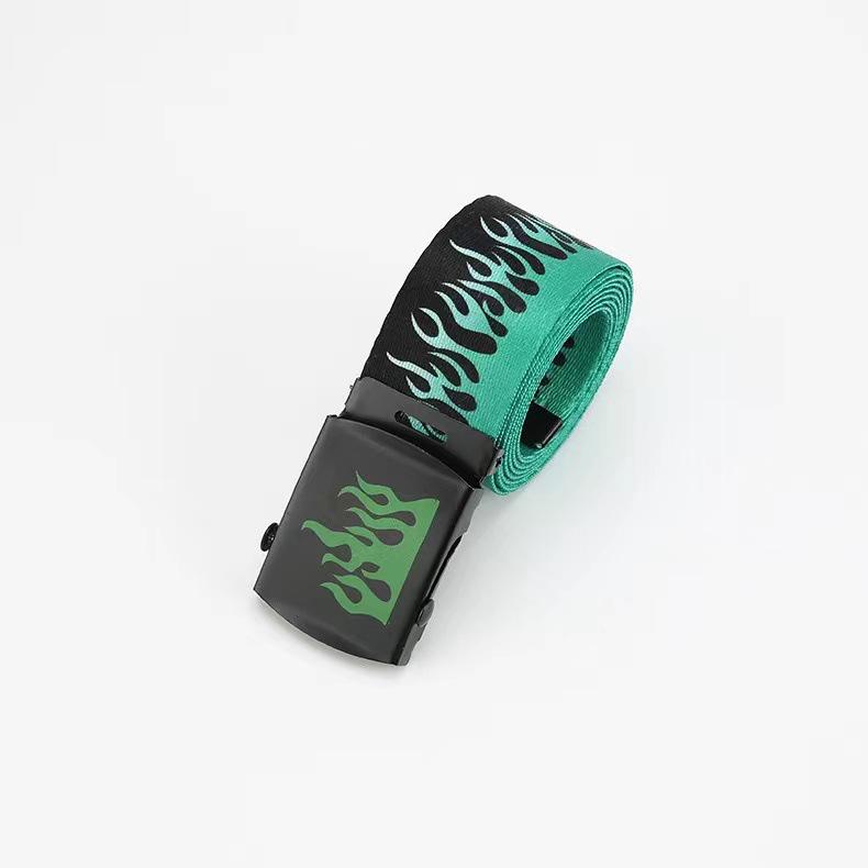 

Унисекс Корейский Хип-Хоп Харадзюку Холщовый Ремень - Повседневный Дизайн Пламени 130cm