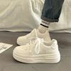 Nye U Lær Dame Hvite Casual Dame Vulkaniserte Sneakers Pustende Sport Gå Løping Plattform Flats Sko