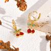 Cherry Zirconia Dangle Earrings for Women, Gold Plated Fruit Shape Pendant Jewelry, Sweet Personal Ear Buckle for Girls