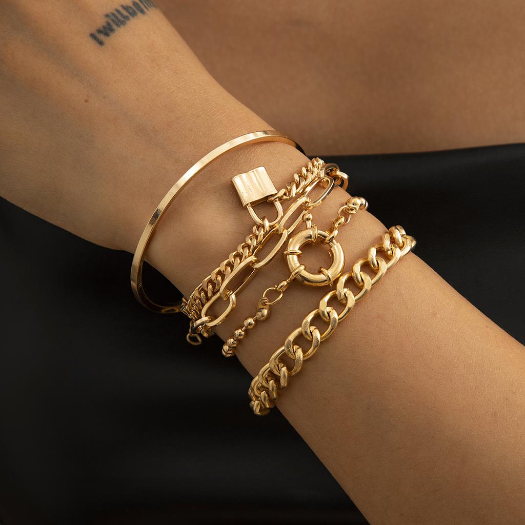 Punk Heavy Metal Rhinestone Chain Bracelets Set for Women Adjustable Crystal Pulseras Bangles Hand Jewelry Gift Steampunk Men