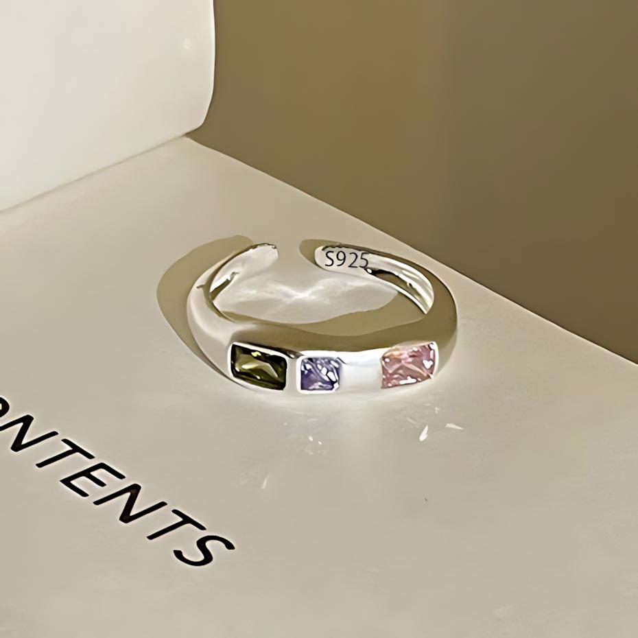 PANJBJ 925 Sterling Silver Four-pointed Star Shining Zircon Ring High-end Personalized Opening Adjustable Jewelry