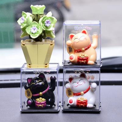 Solar Powered Maneki Neko Lucky Cat Welcoming Chinese Lucky Cat Waving Hand Beckoning Fortune Cat Figurines For Home Decor