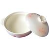 Ishigaki Earthenware Pot, No. 10, White and Pink, Size: Approx. 36.5cm Diameter x 30.5cm Depth x 18.5cm Height, Capacity: 4.5L, Flower Scent, Serves 5
