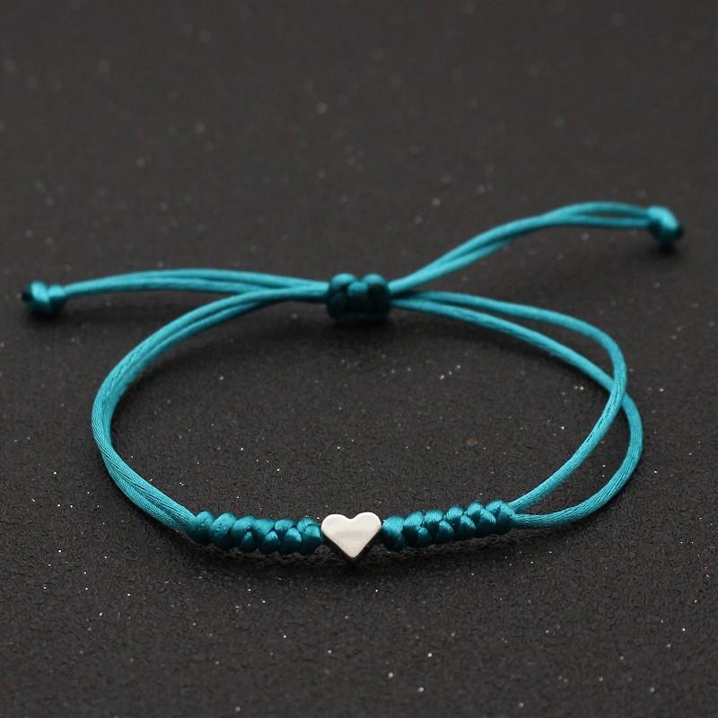 Tiny Heart Charm Bracelets for Women Girls Simple Blue Black Red Rope Chain Braided Bracelet Woven Jewelry Best Gifts Her