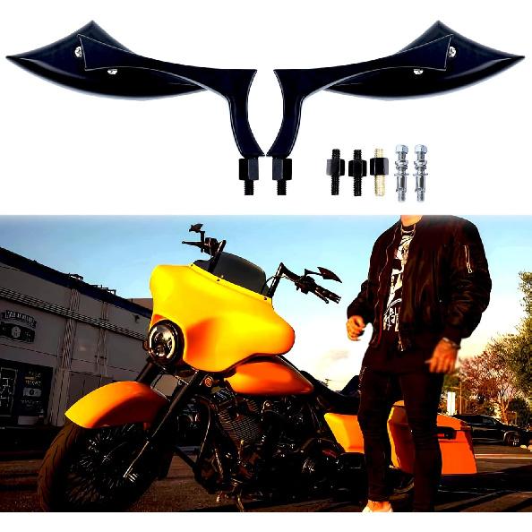 8Mm 10Mm Black Motorcycle Rearview Side Mirrors Blade Compatible With Harley Sportster Iron 883 Road King Street Softail Electra Glide