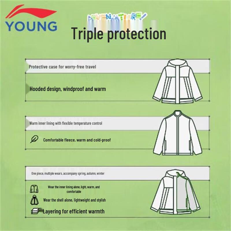 Li-Ning Kids' 3-in-1 Windbreaker Jacket