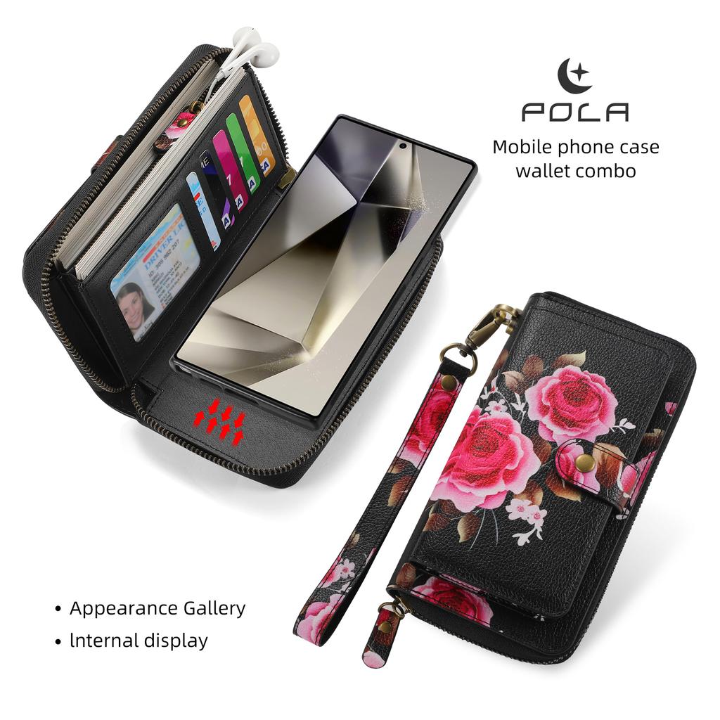 Pola Flower Style Multifunctional Mobile Phone Leather Case Solution Brand New and Suitable for Galaxy S24-S24+ S24 Ultra Galaxy S25-S25+ S25 Ultra