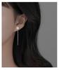 Camellia Ear Thread Earrings: 999 Sterling Silver Studs for Women - Comfortable Overnight Wear with Elegant Tassels.