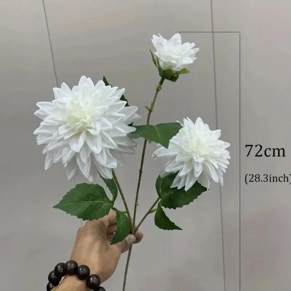 New 72cm Artificial Dahlia Flower 3 Heads Floral Arrangement Faux Flower Long Branch Hydrangea Flower Photography Prop