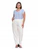 Women's Linen Trousers with Elastic Waistband, Elegant, Straight Leg, MORAJ M WHITE