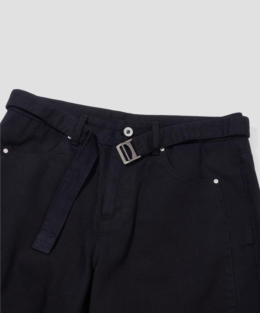 AGOD Belted Incision Cotton Bermuda Pants [Black]