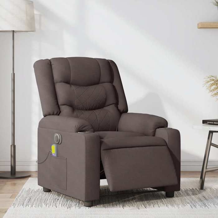 VidaXL Electric Reclining Massage Chair Dark Brown Fabric 3310256