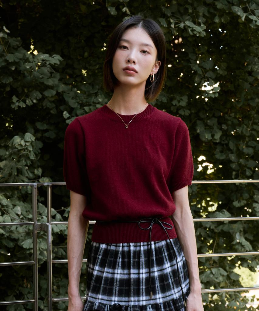 VLETI Round Half Knit (Burgundy)