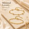 Minimalist Bracelet Women, Adjustable Layered Gold Plated Chain Bracelet Stainless Steel Tarnish Free Jewelry