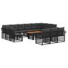 Garden Sofa Set 14 Pieces Black and Dark Grey Poly Rattan