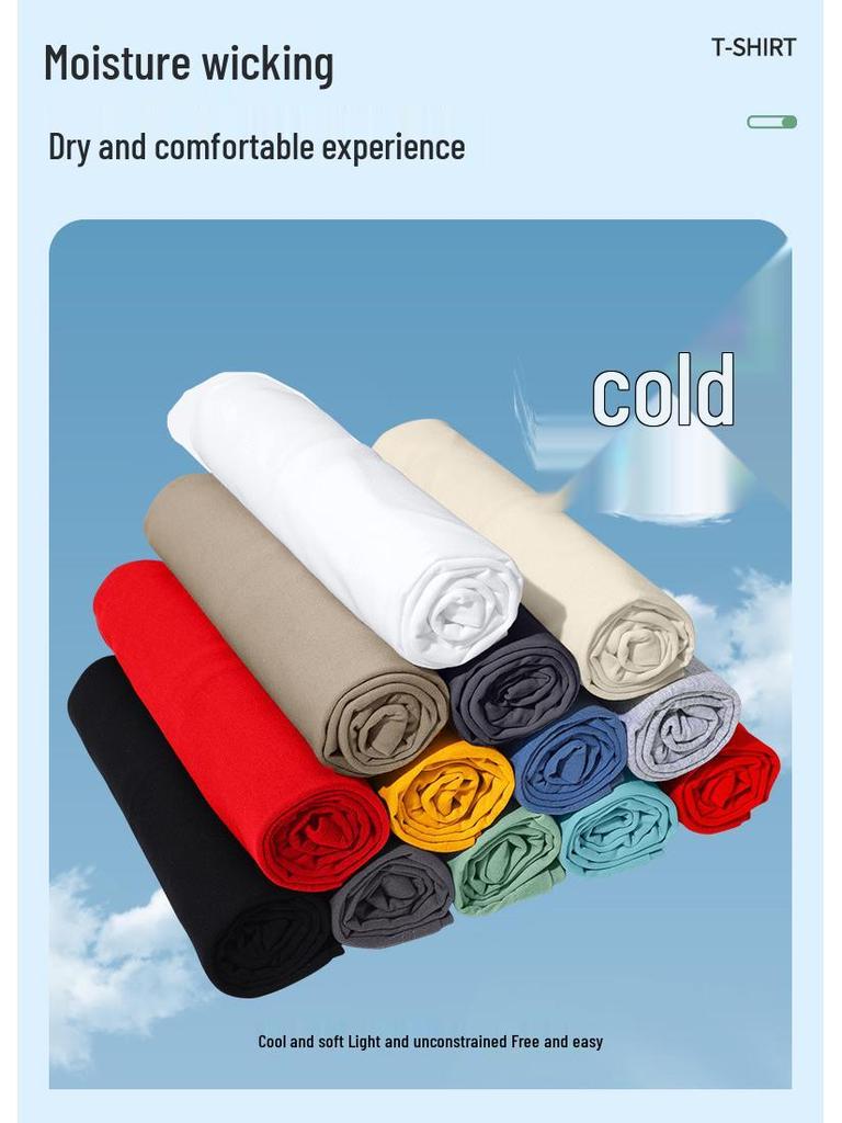 Heavyweight Men's Short-Sleeve Crew Neck T-Shirt - 100% Long-Staple Cotton, Summer Loose Fit, Trendy Design