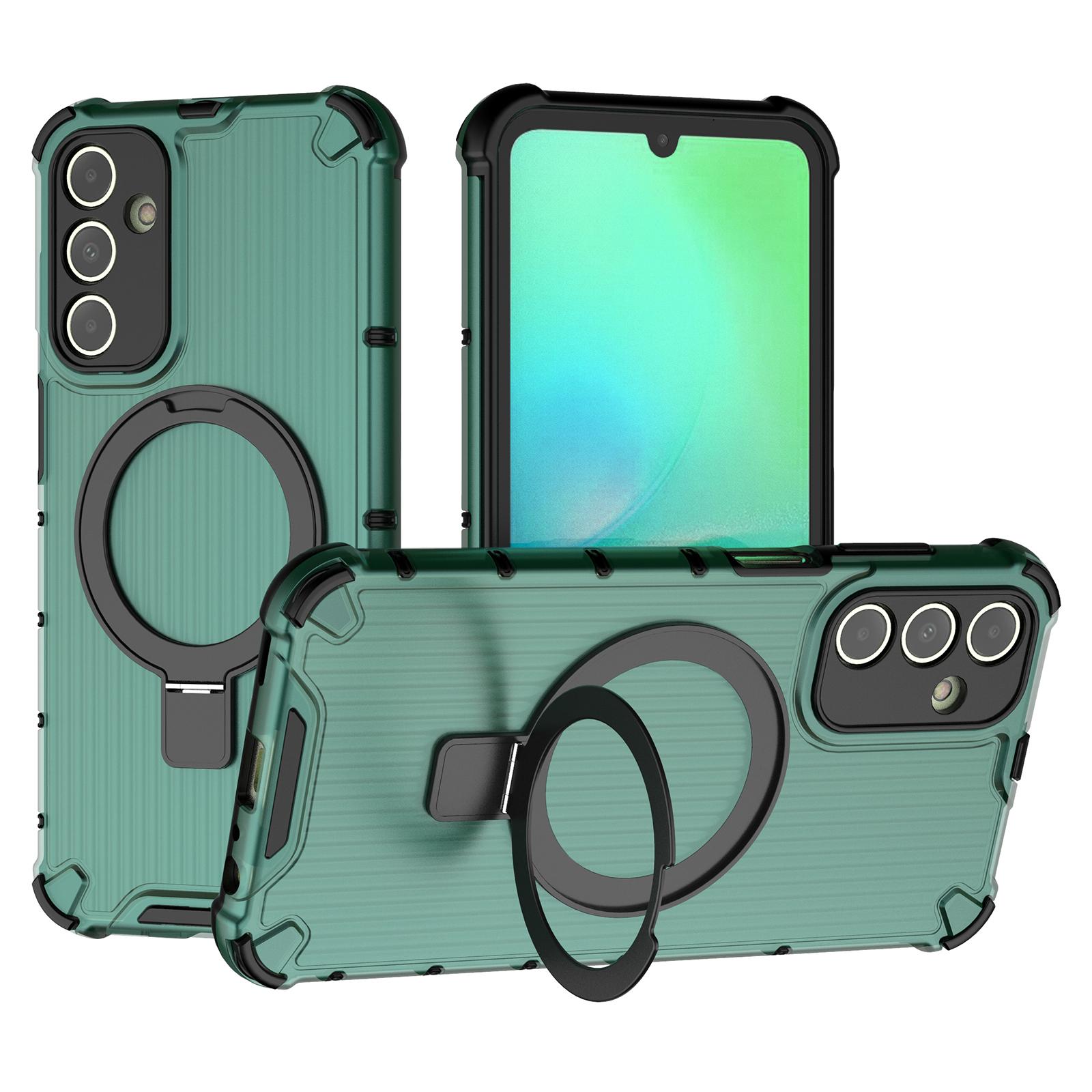 

For Samsung Galaxy A15 4G/A15 5G Case Magnetic Kickstand Stripe Design PC+TPU Phone Cover Green