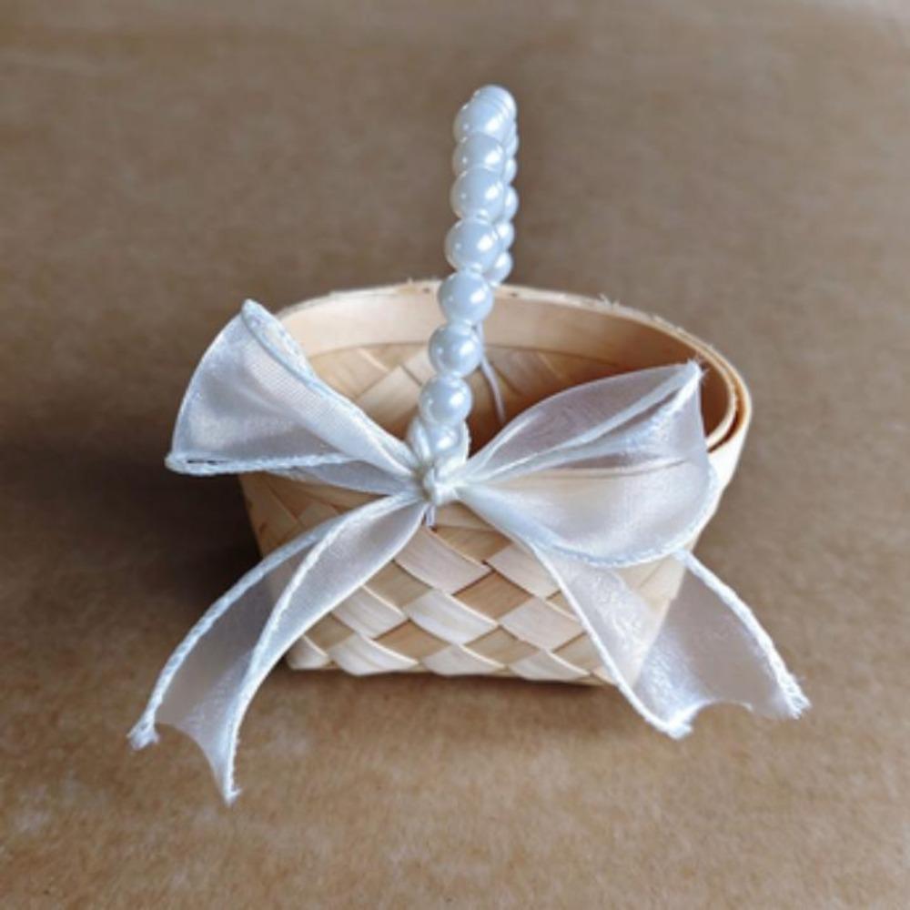 Mini Handwoven Basket with Handle Flower Basket For Home Wedding Decor