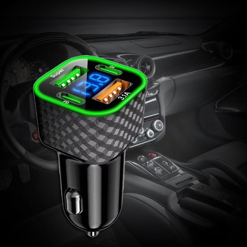 Intelligent  4 Port Car Chargers  Double  PD USB 3.1A Rapid Chargers  Universal 12V/24V Car Adapter Simple Installs for Vehicle Truck