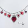 Personalized Retro Red Sacred Heart Pendant Necklace Silver Design Multi-Pendant Women'S Jewelry