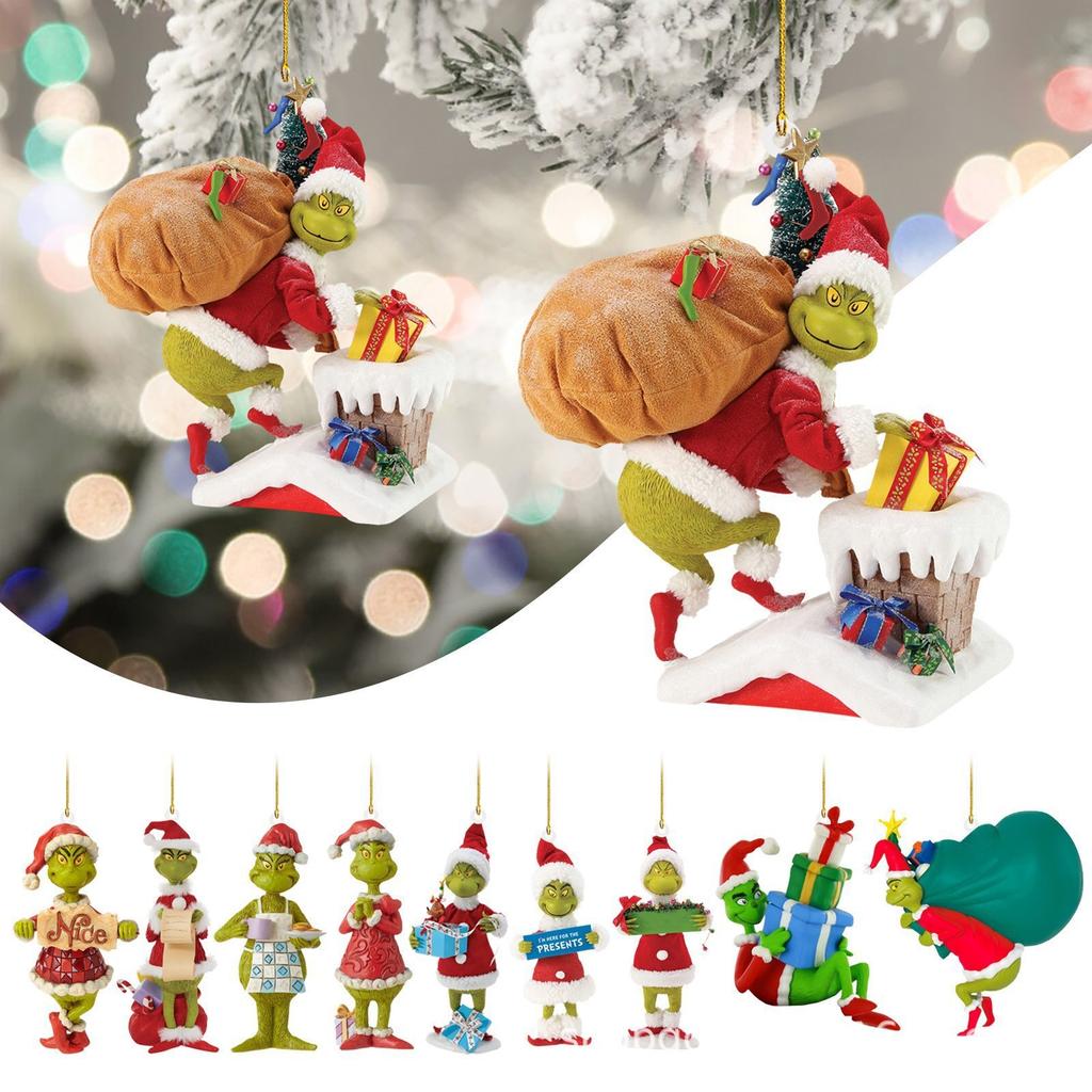 Christmas Tree Ornaments Acrylic Pendants Fun Green Car Home Decoration Hanging Ornaments