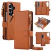 Detachable Crossbody Wallet Case for Samsung Galaxy Z Fold 7 Zfold 6 5 4 3 Card Holder Zipper&long Strap&Lanyard Leather Cover