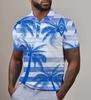 Men's Tropical Leaf Printed Polo Shirt 3D Printed Hawaiian Shirt Street Summer Clothing Short Sleeve Casual Polo Shirt