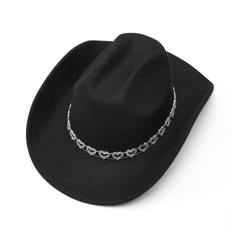 Rhinestone Necklace Decorated Cowgirl Hats for Women Girls Western Style Photo Props Jazz Hats Party Dress Caps Panama Hats