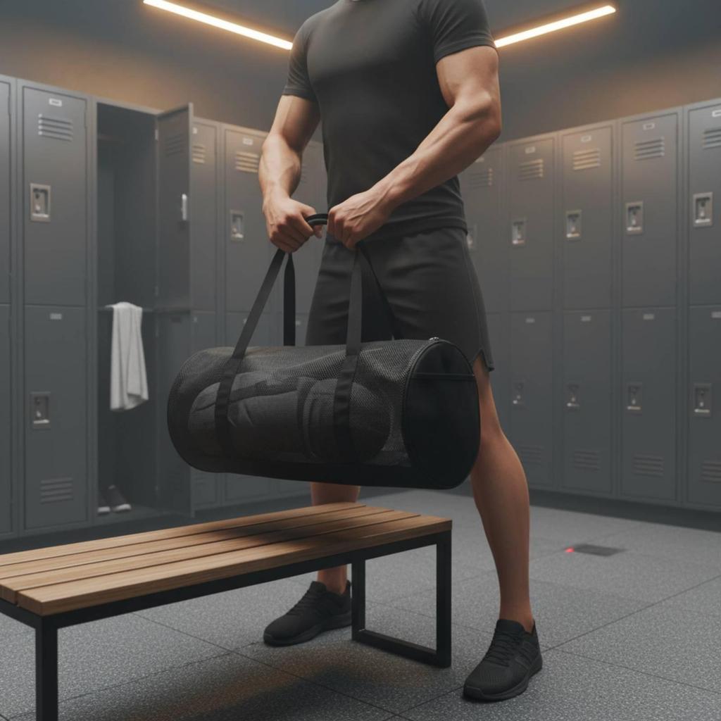 Athletic Gear Carrier Bag Sturdy Large Capacity Mesh Lightweight for Gym