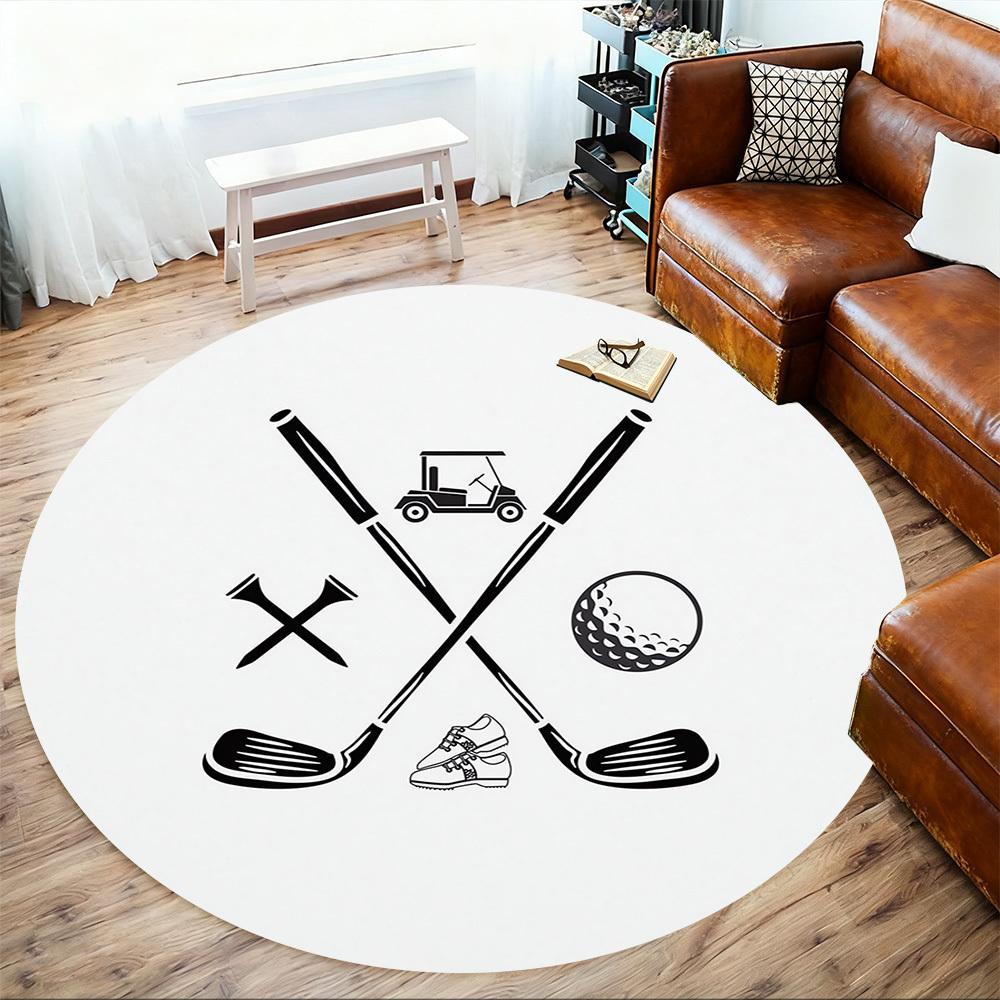 1pc golf club golf ball Round Chair mat Area Rug - Non-Slip, Floor Mat for Office, Bedroom, and Indoor Decor c1118149