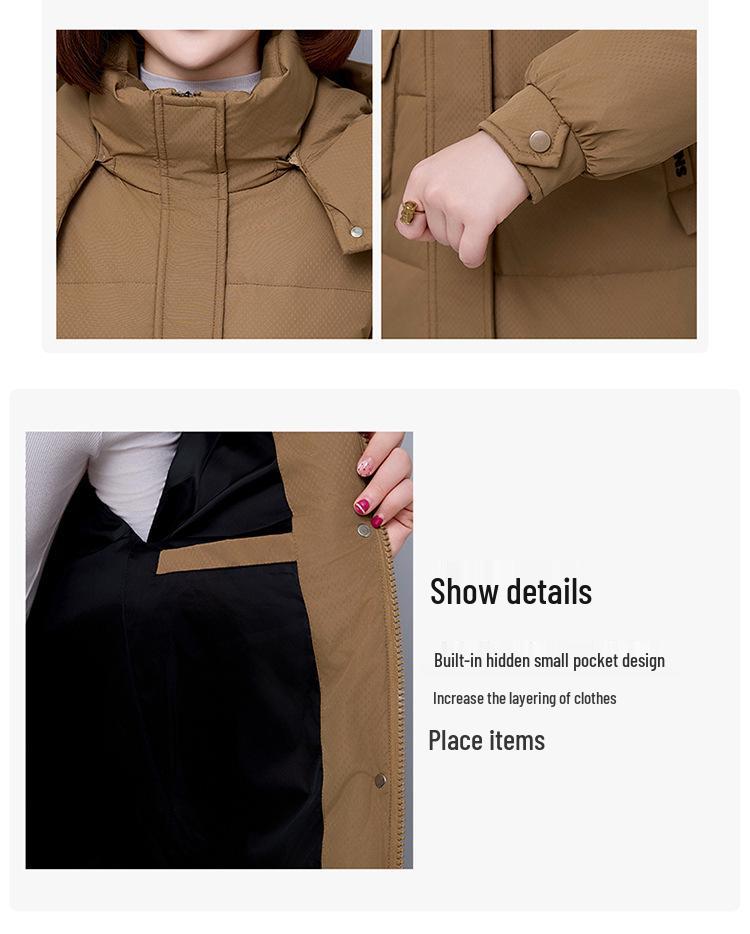 Mid-Length Hooded Women's Winter Down Jacket - Thickened, Slimming, High-End White Duck Down Outerwear