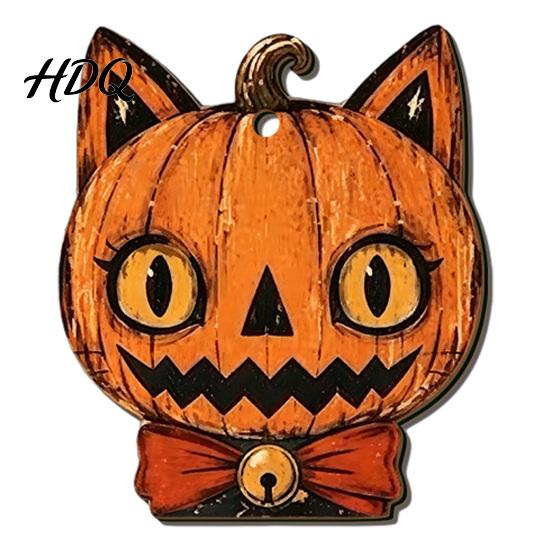Rustic B&B Bar Theme Decor Vintage Halloween Ornament for Tree, Acrylic Hanging Pumpkin Black Cat Bat Car Mirror Accessories Ghost Skull Decoration