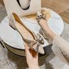 Fashion Pointed Toe Sequins With Bow Women's Flat Shoes High Quality Fashion Comfortable and Elegant 2025 Summer Dress Ladies Footwear