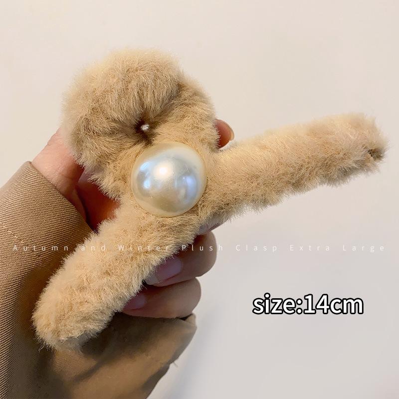 Large Plush Hair Clip: Autumn/Winter Volumizing Shark Clip for Women