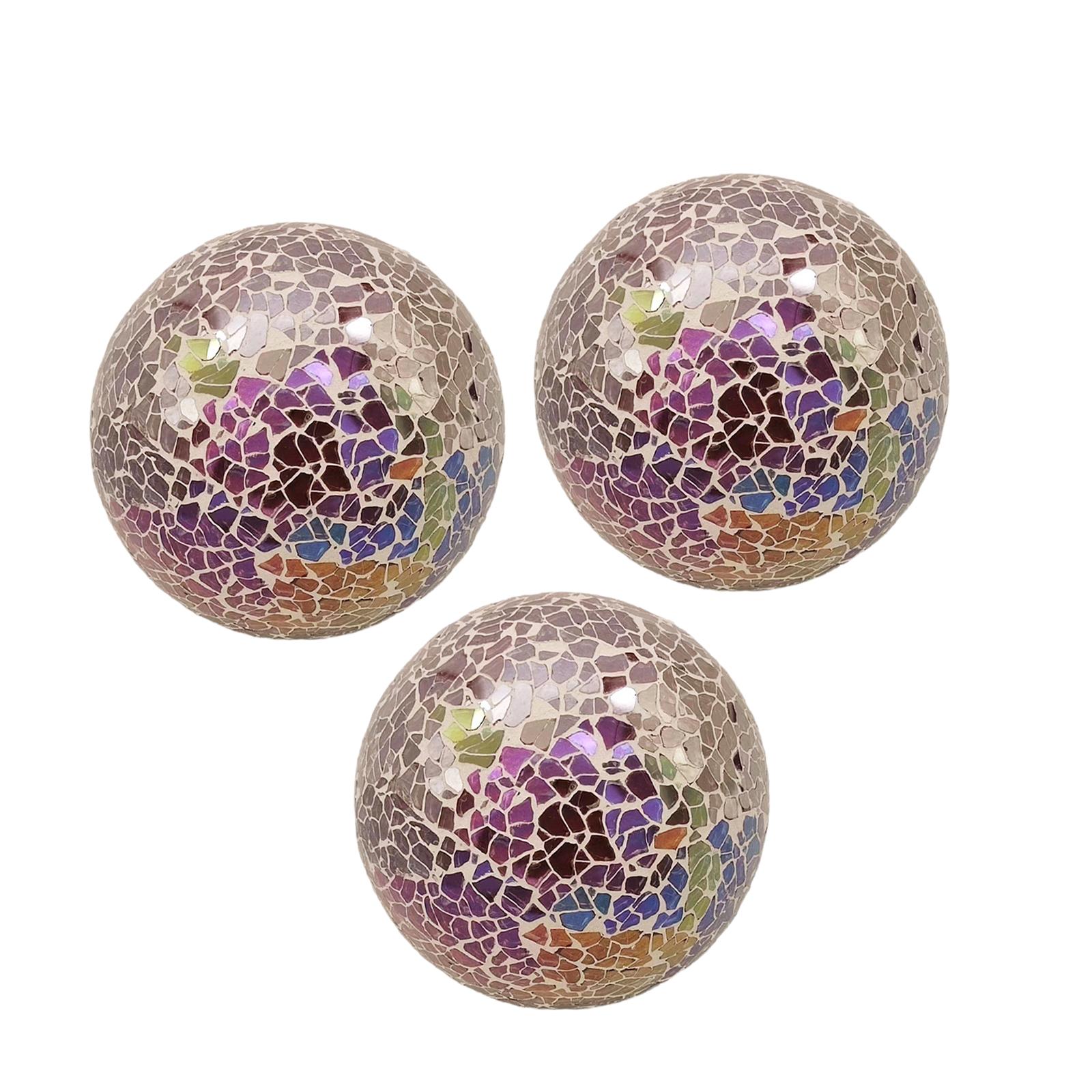 

3x Mosaic Sphere Balls Diameter 8 cm Statue Sculpture Desktop Ornament for Bowls Coffee Table Living Room Fireplace Bedroom