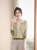 2026 Spring Fashionable Striped Knit Top for Mothers & Elderly Women, Lapel Sweater for Spring & Autumn