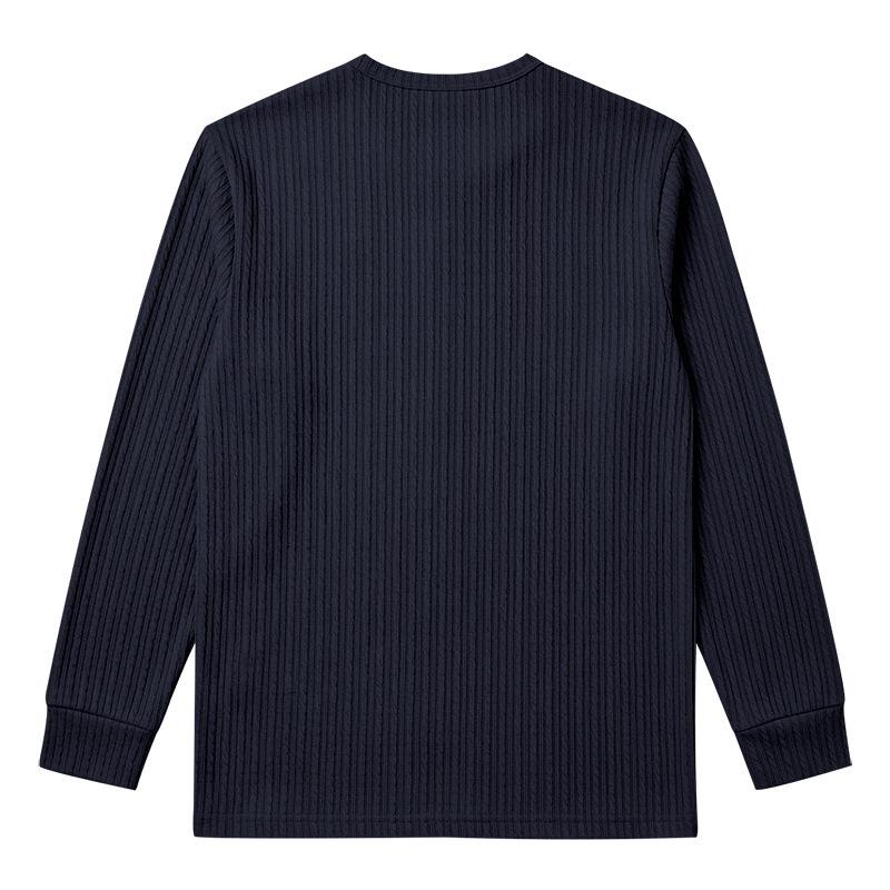 Herren Langarm Henley Shirt, Zopfmuster Gerippt Gestrickt Knopfleiste Lässig Rundhals Tägliches Herbst Winter Oberteil