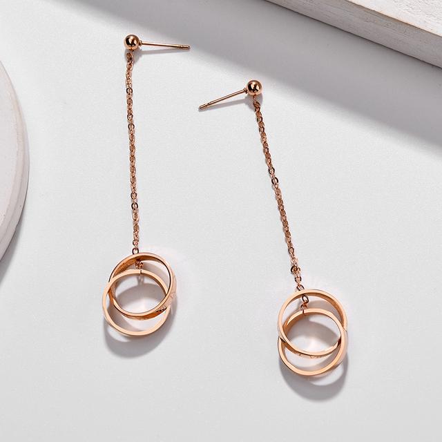 

Модные двойные серьги-капли из нержавеющей стали с крестом для женщин, легкие роскошные серьги цвета розового золота, женские украшения для ушей