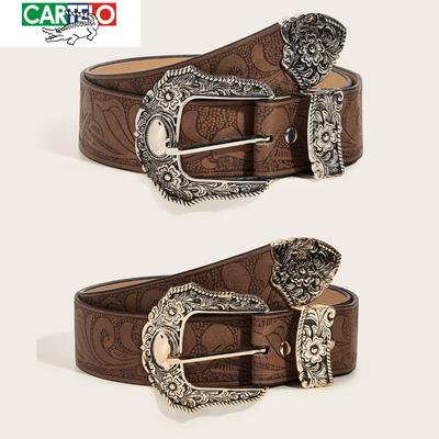 Modieuze riem van retro-legering met gesp en patroon
