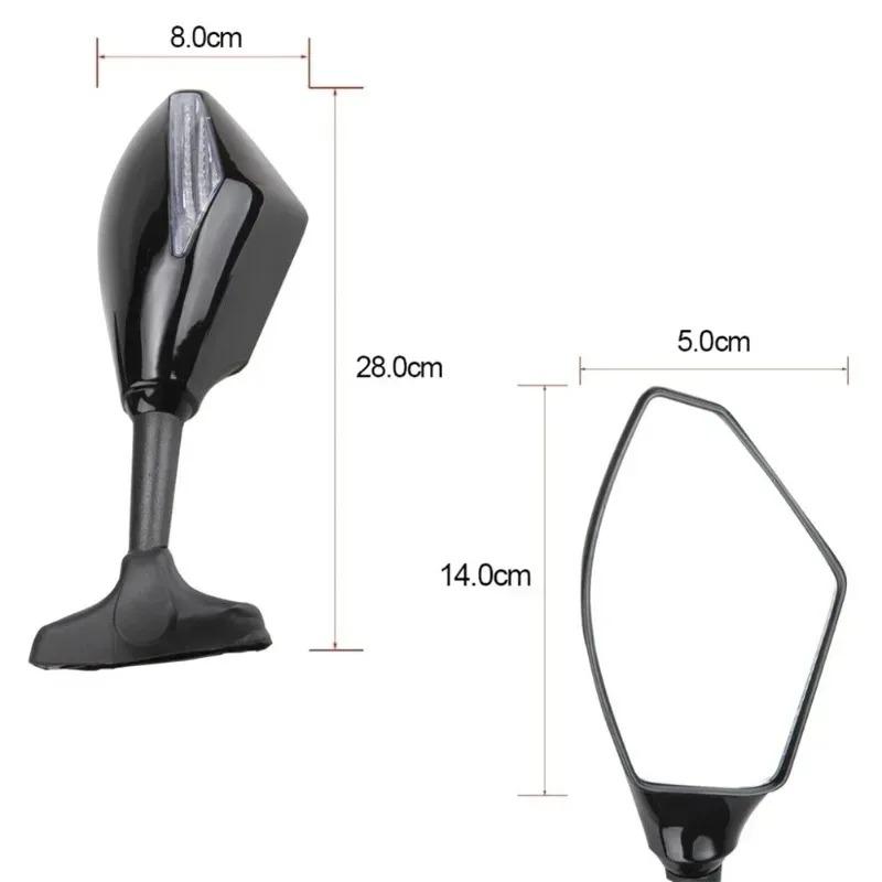 2 Stück für CBR 600 Ducati Motorrad Rückspiegel mit integrierten LED Blinkerleuchten Schwarz