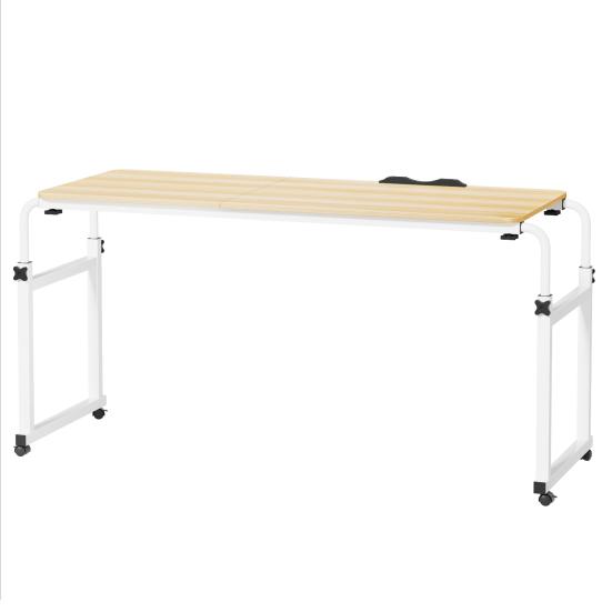 Mobile Overbed Table, Queen Size Over The Bed Desk with Wheels, Height And Length Adjustable Tilting Laptop Desk for Hospital And Home Use