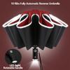 Fully Automatic Reverse Folding Umbrella 10 Ribs Windproof Strong Reflective Stripe UV Folding Big Umbrella For Women and Men