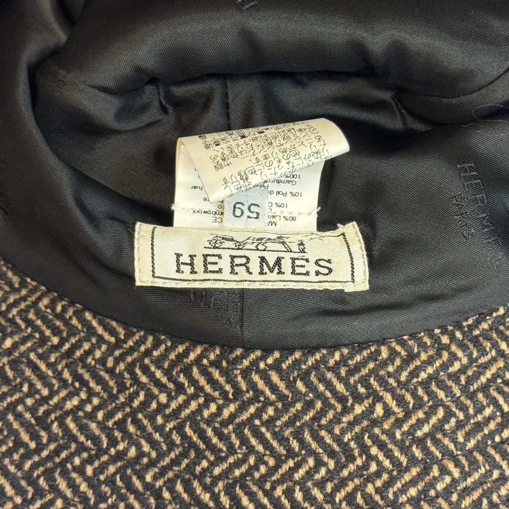 Hermes Bucket Hat Hat Wool Hat Brown Wool Used