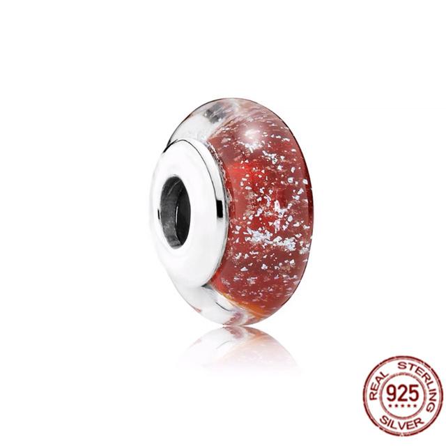 925 Sterling Silver White Red Blue Lucky Four -Leaf Clover Murano Glass Charm Jewelry Bead Fit Sweet Fasion Bracelet