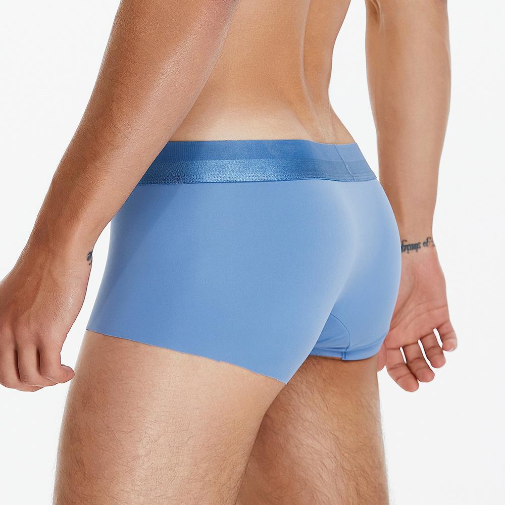 Male Sexy Ice Silk Panties Men Solid Color Boxers Underwear Low Waist Comfortable Man Boxer Shorts Underpants